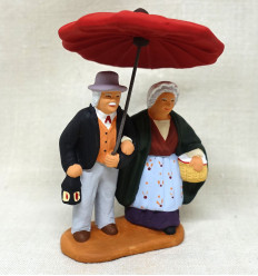 Santon couple sous le parapluie 6- 7cm