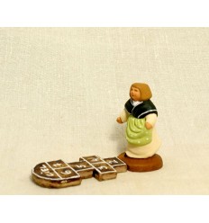 Santons Ecoliere à la marelle 6-7 cm